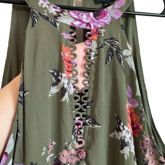 Torrid Olive Green Floral Dress - Picture 3 of 10